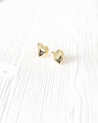 Gold Heart Stud Earrings by Mignonne Gavigan