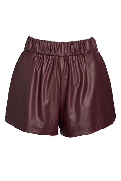 Cailan Shorts in Wine Leather by CROSBY