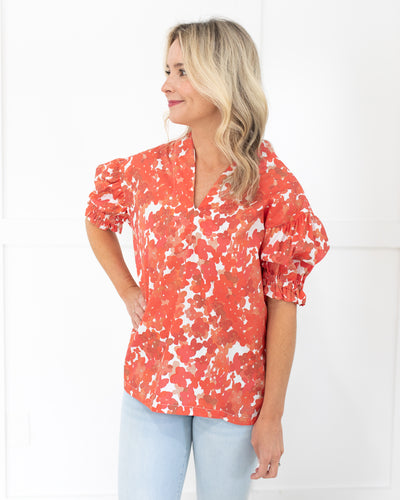 Red Ditzy Puff Tunic by Brooke Wright