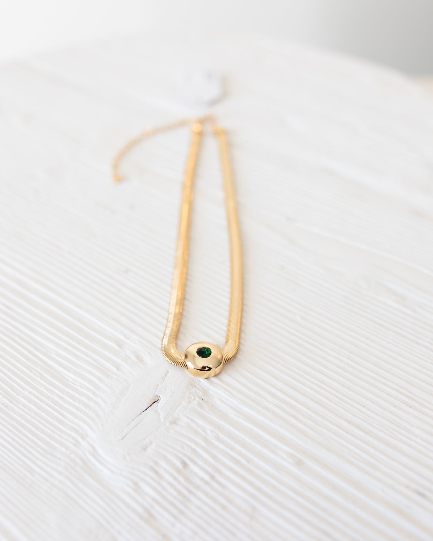Gold Necklace with Emerald Pendant Necklace