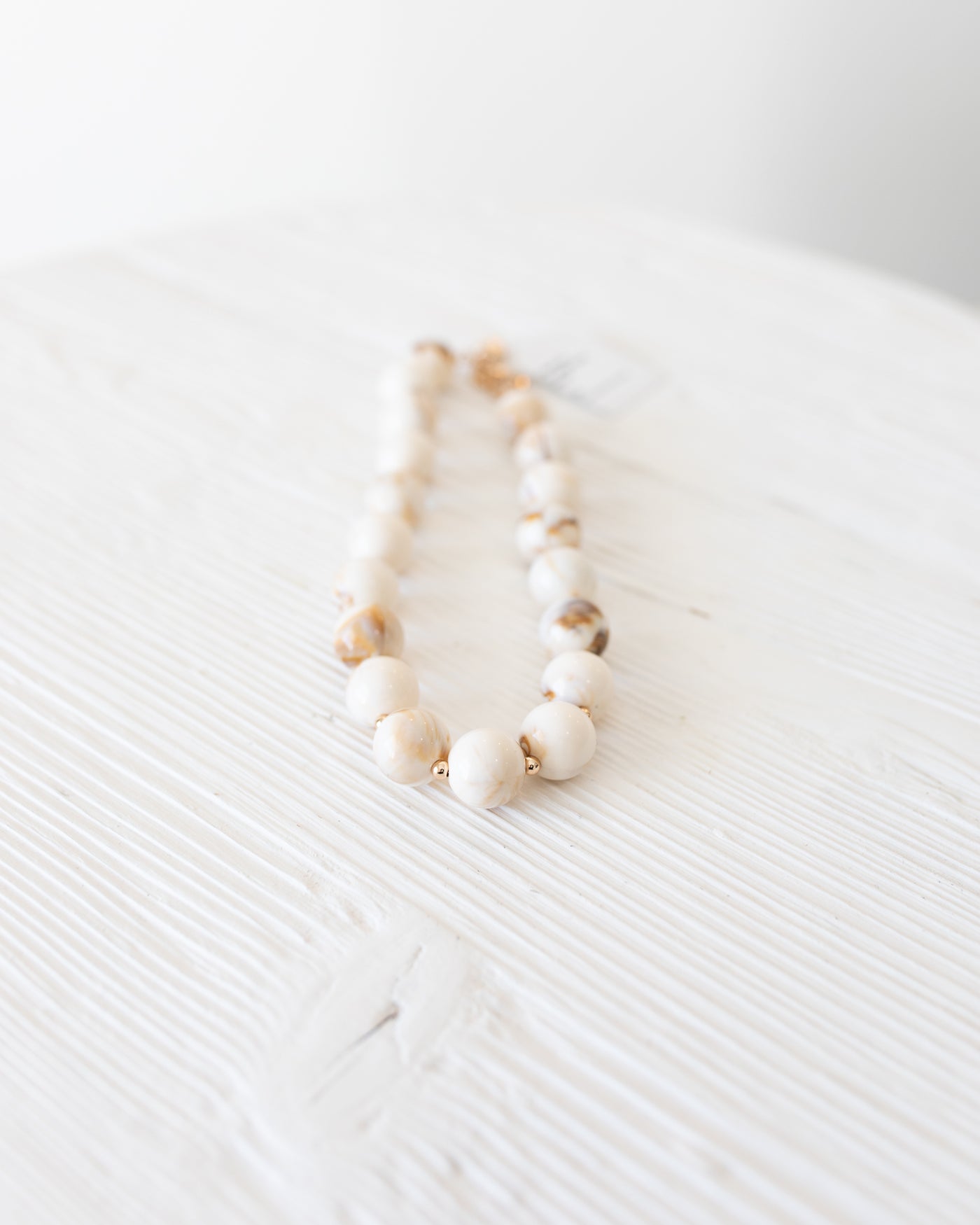Ivory Marbled Resin Large Bead Necklace