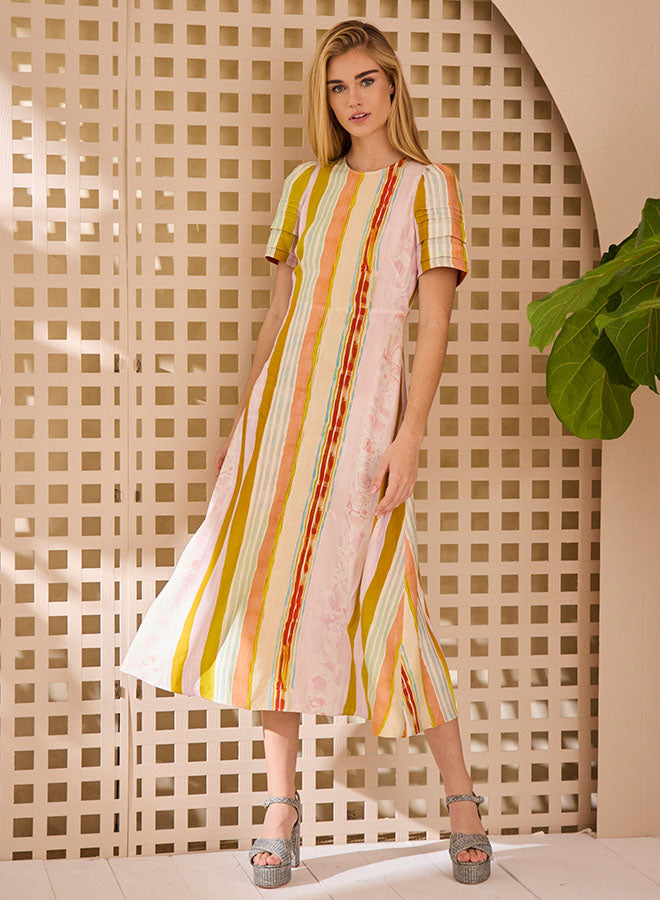 Casey Dress in Abstract Stripe by Hunter Bell