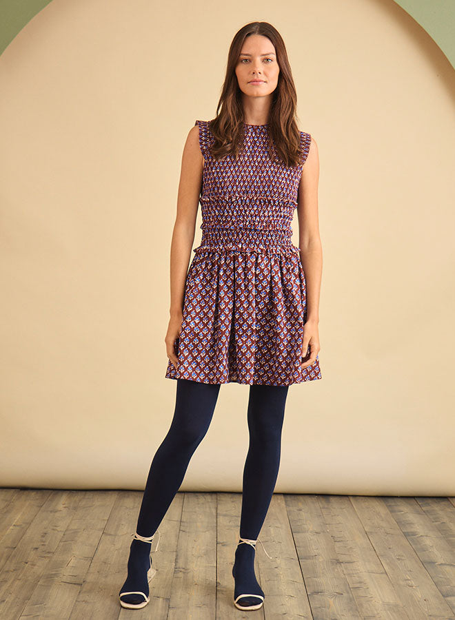Gweneth Dress in Autumn Fleur Fig by Hunter Bell