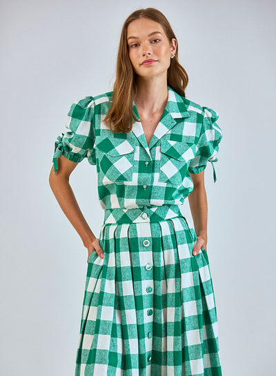 Landon Top in Emerald Check