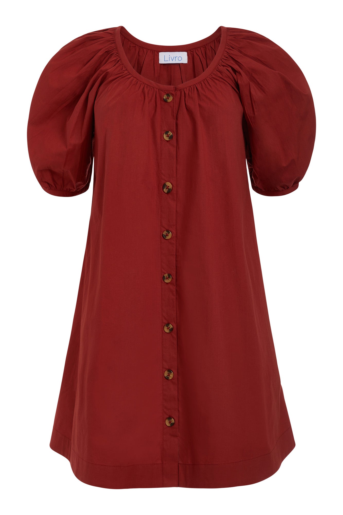 Rust Button Front Day Dress