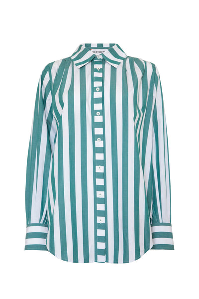 Miles Shirt in Emerald Stripe by HUNTER BELL