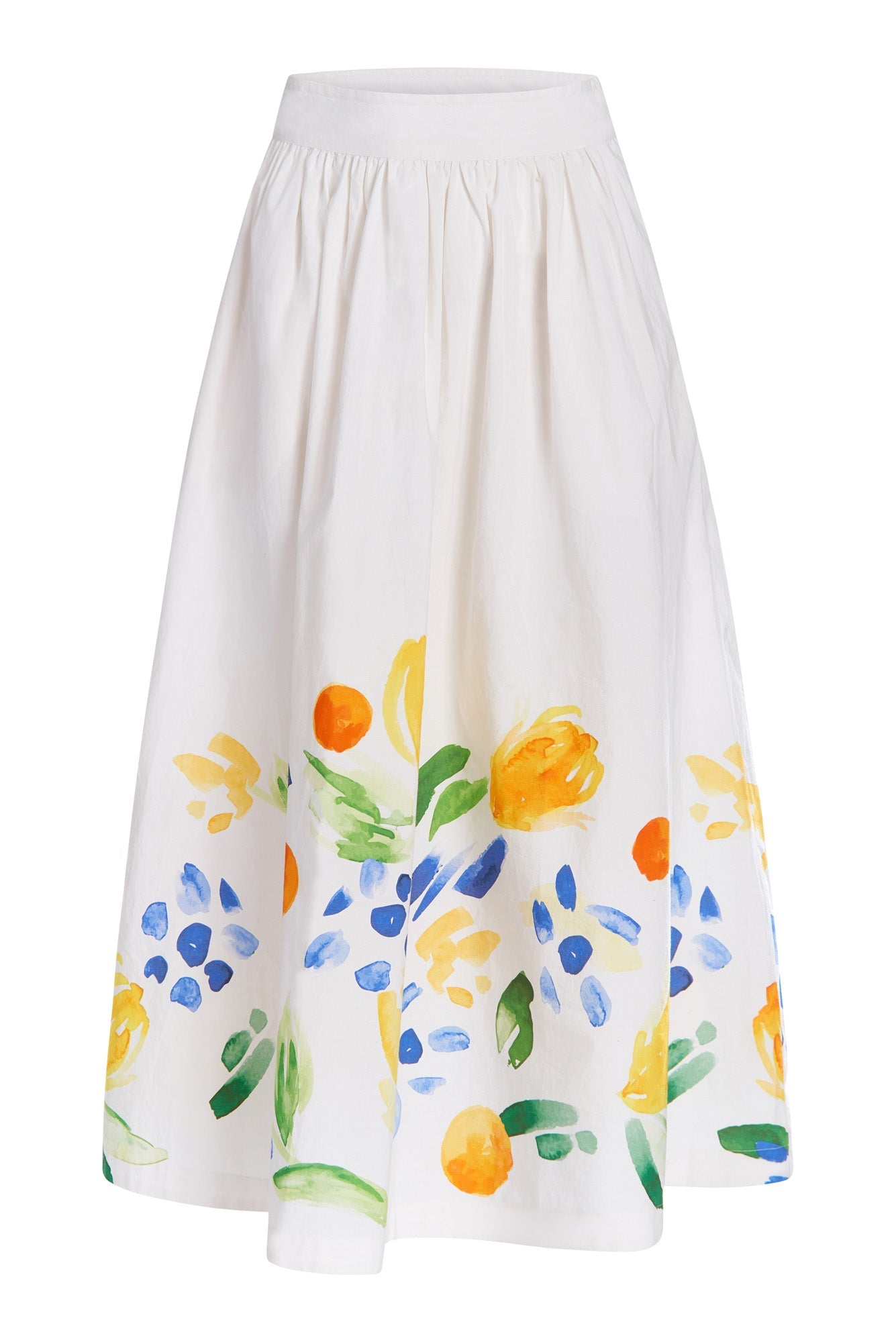 White Brush Stroke Midi Skirt