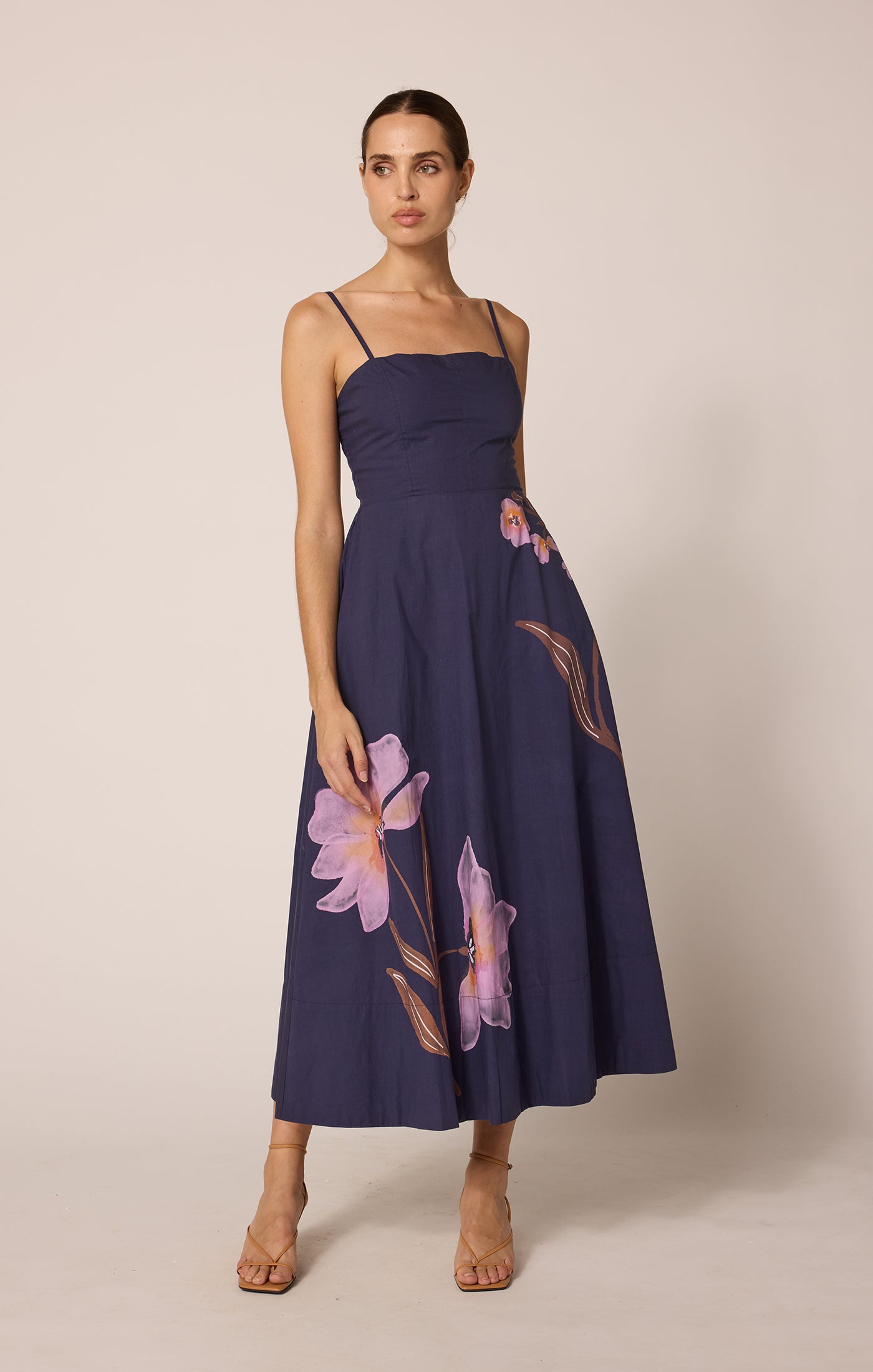 Riley Ankle Dress in Moresco Navy Print