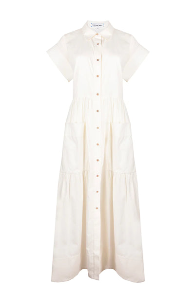 Sarah Dress in Bright White at Hunter Bell