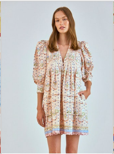Camie Dress in Pastel Botanicals