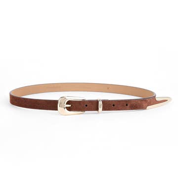 Brown Suede  Belt with Gold Detail