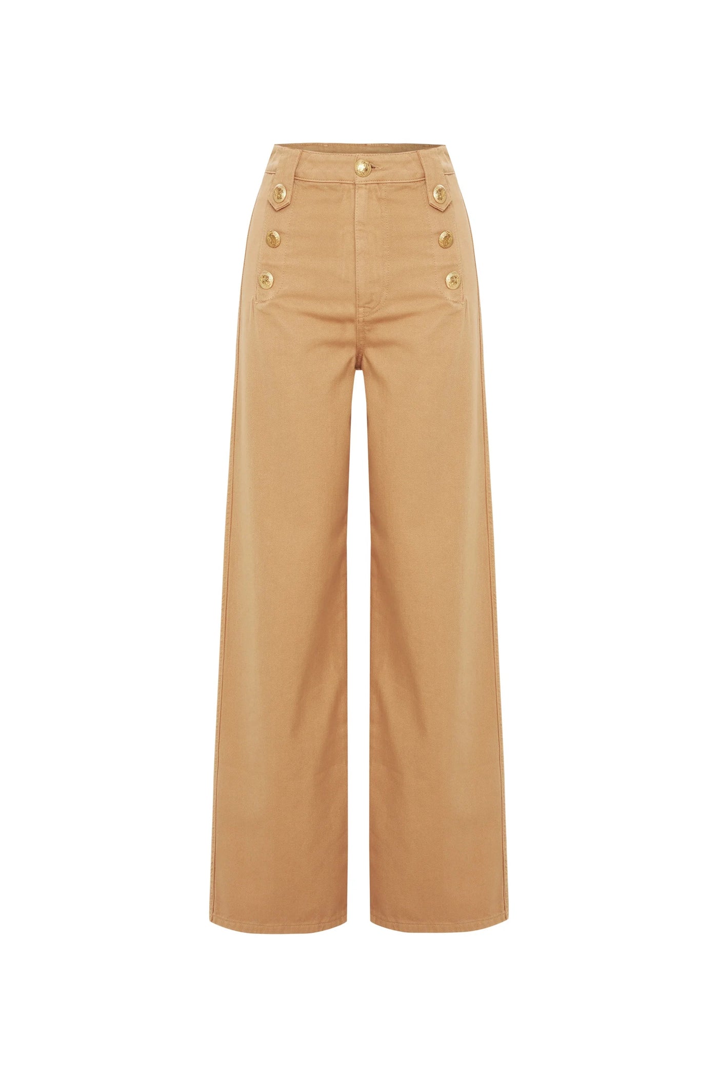 Camel Denim High-Waisted Pants