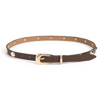 Teardrop Studded Belt in Dark Brown