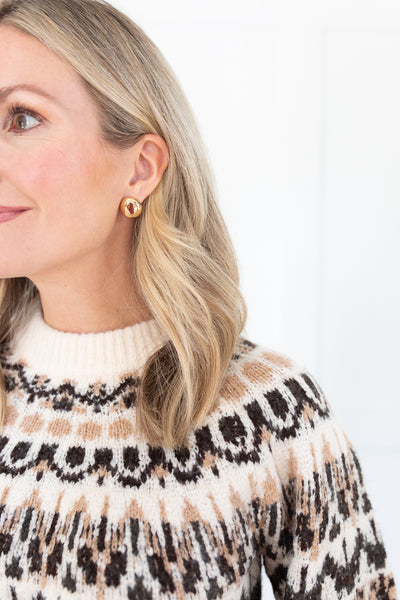 Black, Ivory and Tan Fair Isle Sweater