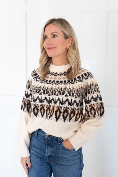 Black, Ivory and Tan Fair Isle Sweater