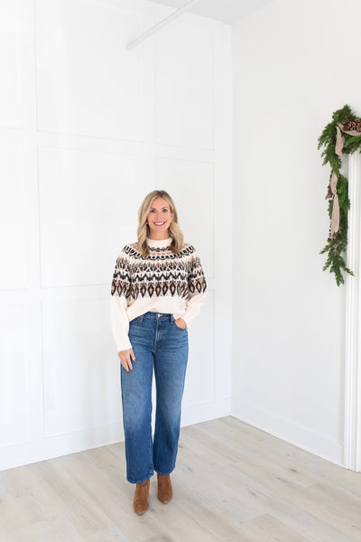 Black, Ivory and Tan Fair Isle Sweater