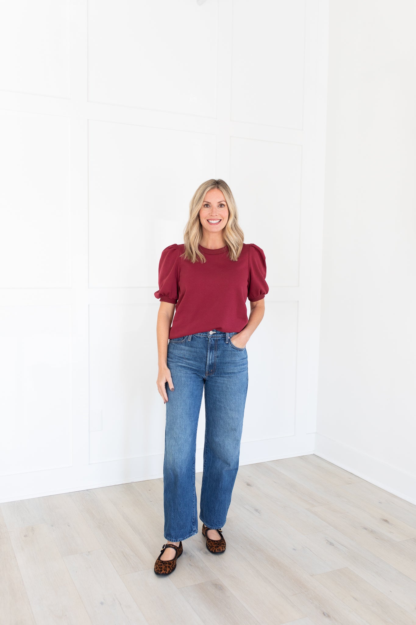 Crimson Puff Sleeve Sweatshirt