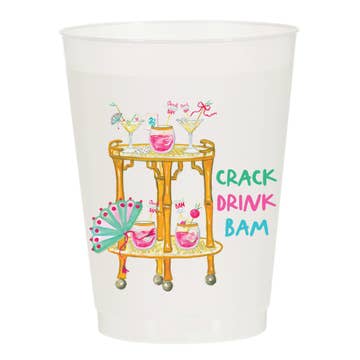 Crack Drink Bam Frosted Cups Mahjong