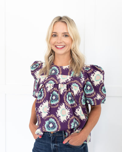 Lydia Top in London Rain Purple by Hunter Bell