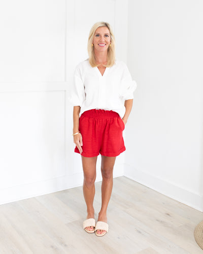 Red Relaxed Fit Shorts