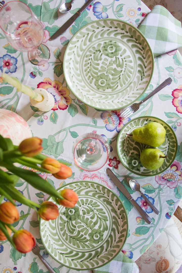 Sage Green Hand Painted Large Dinner Plate