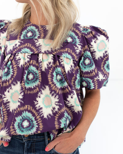 Lydia Top in London Rain Purple by Hunter Bell