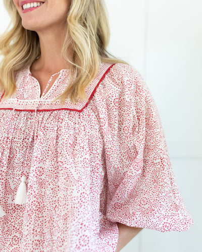 Sashana Blouse in Red Paisley Ditzy by Cleobella