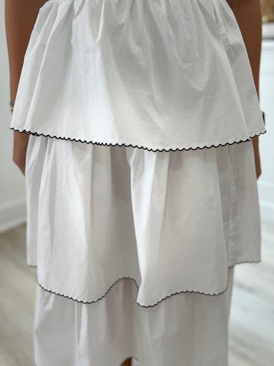 White Skirt with Black Stitches