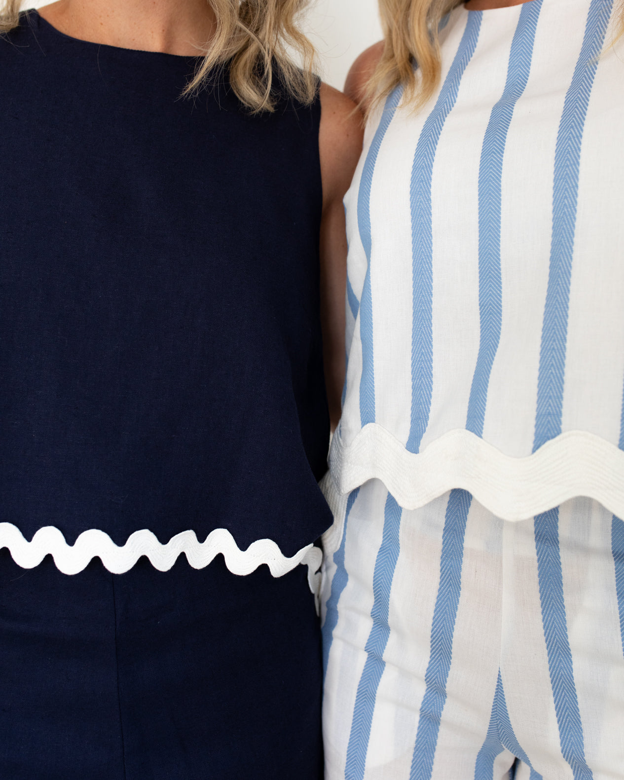 Blue Stripe Shorts with Ric Rac