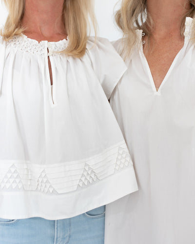 White Relaxed Fit Diamond Stitched Dress