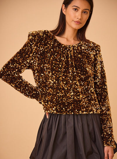 Libby Top in Gold Sequin by Hunter Bell