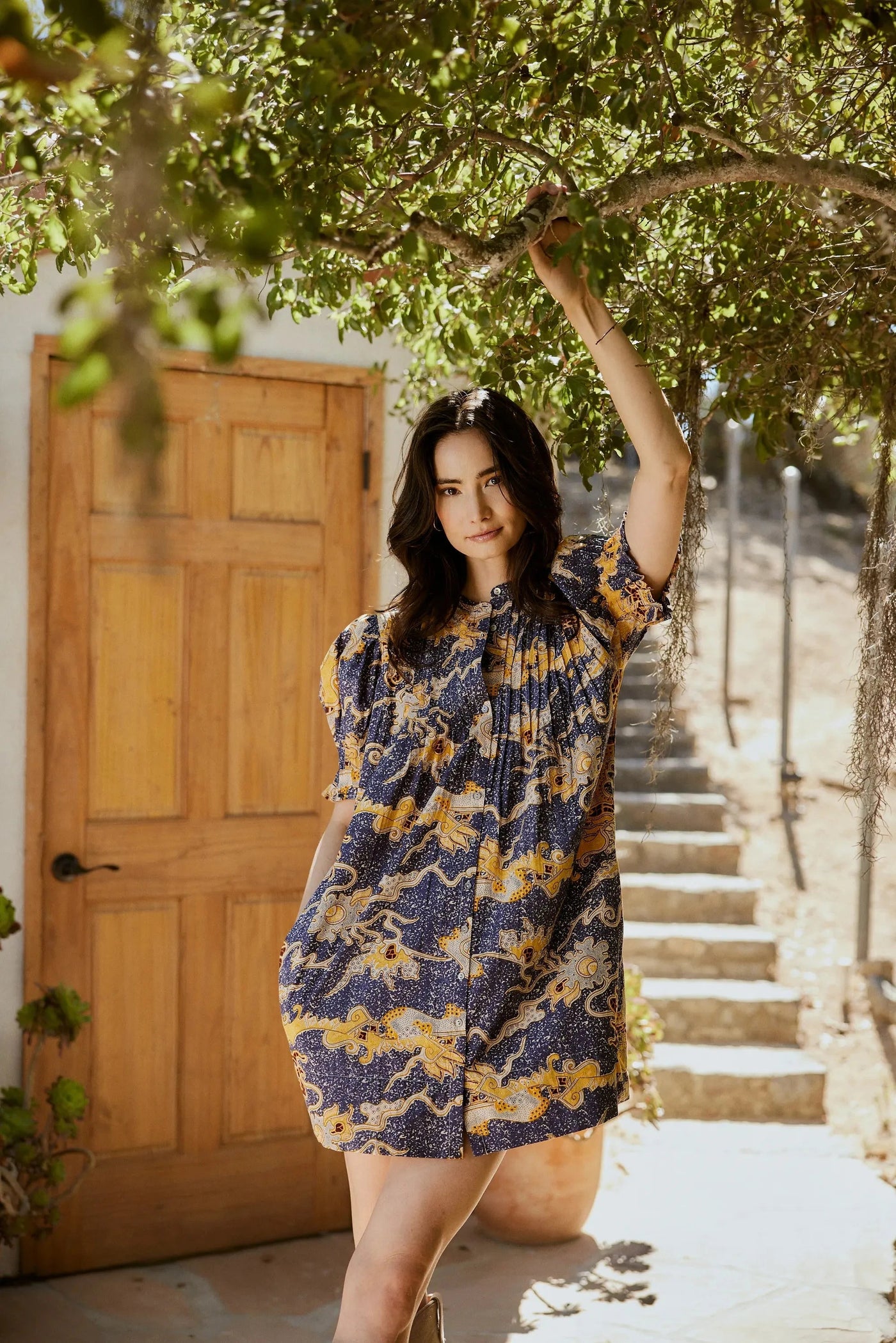 Nadia Mini Dress in Blue Castello Print