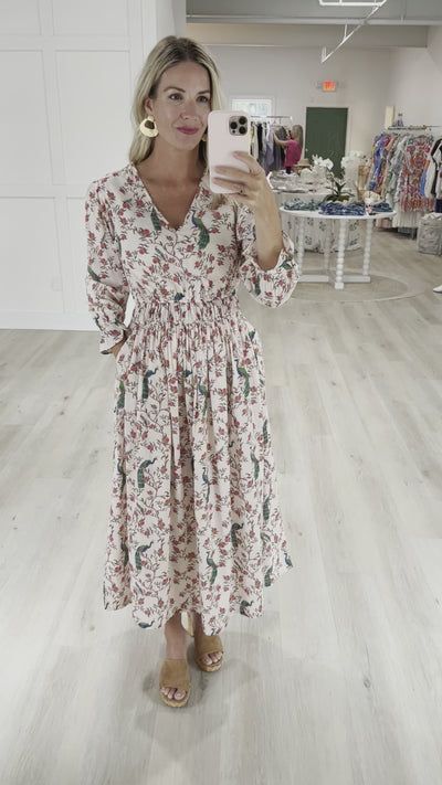 Blush Peacock Dress in Marie Midi Dress