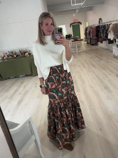 Devere Skirt in Large Brown Floral