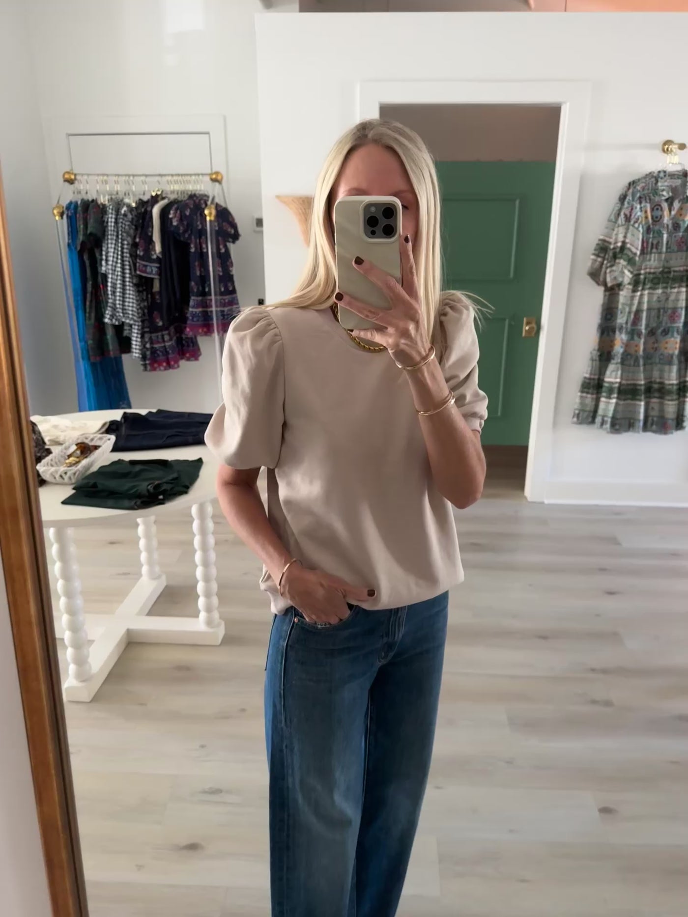 Sand Puff Sleeve Sweatshirt