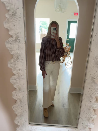 Burgundy Gingham Button Front Shirt