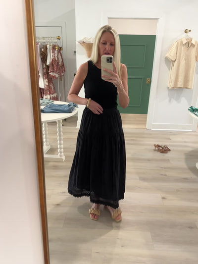 Black Eyelet Maxi Skirt