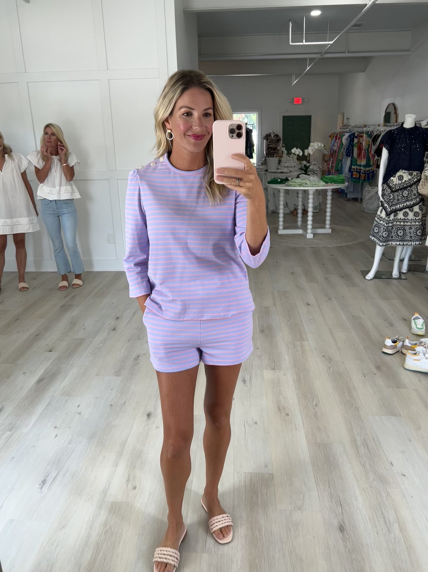 Striped Shorts in Lavender and Pink