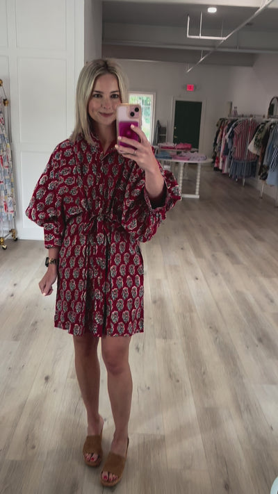 Grace Dress In Red Blue Floral