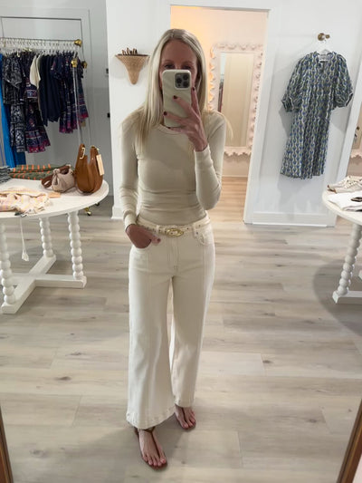 Neutral Long Sleeve Fitted Top
