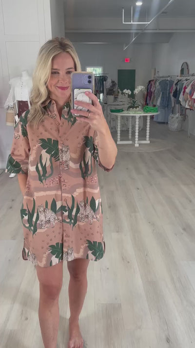 Tiger Dress in Tan and Green Short