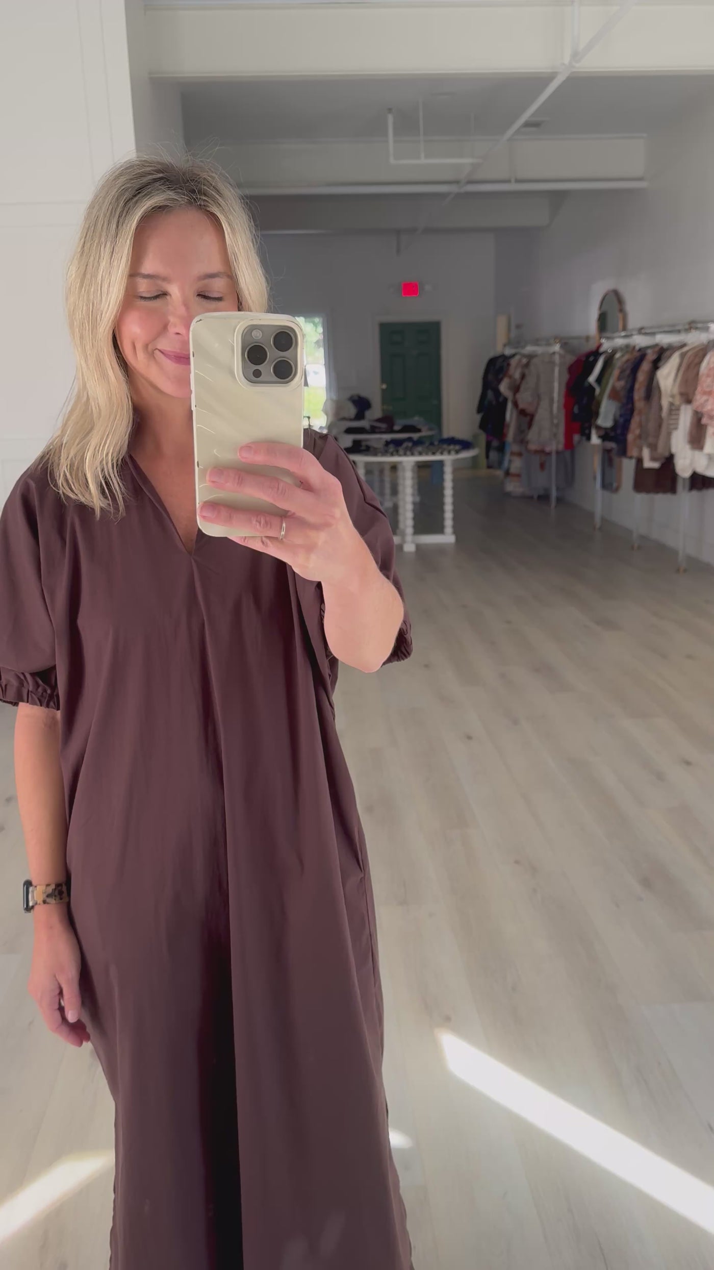 Chocolate Brown Short Sleeve Midi Dress