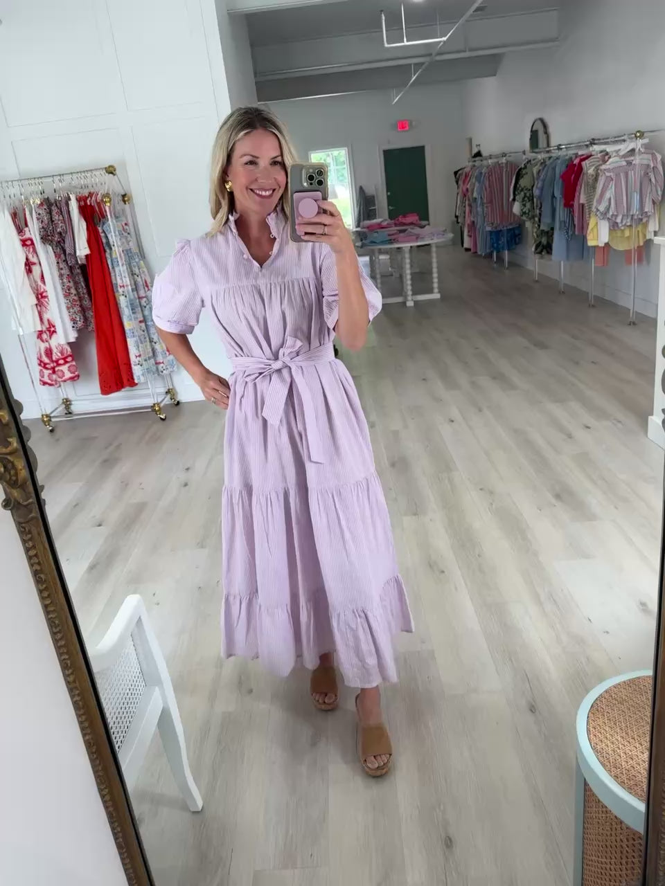 Lale Dress in Lavender Stripe
