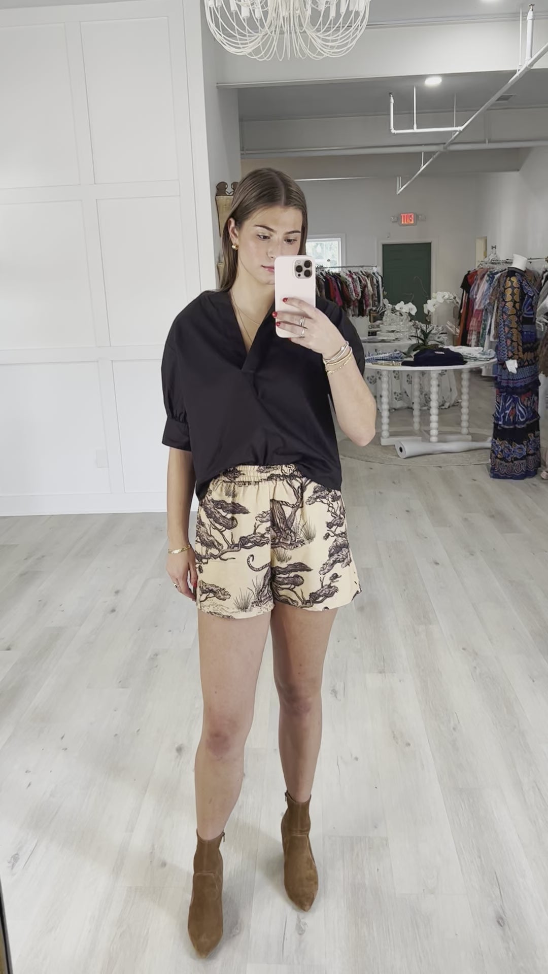 Tan and Black Safari Shorts