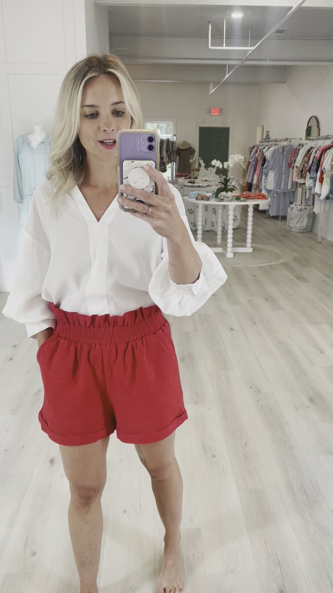 Red Relaxed Fit Shorts