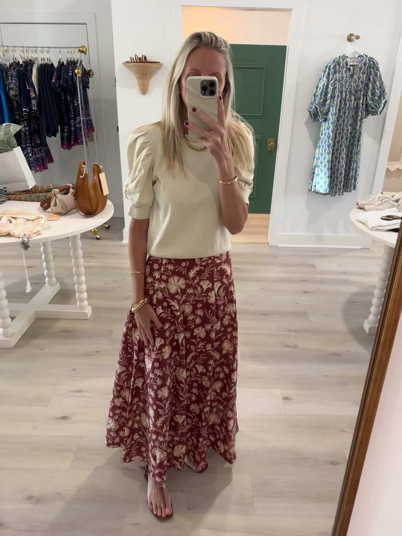 Brick & Ivory Floral Print Pleated Skirt
