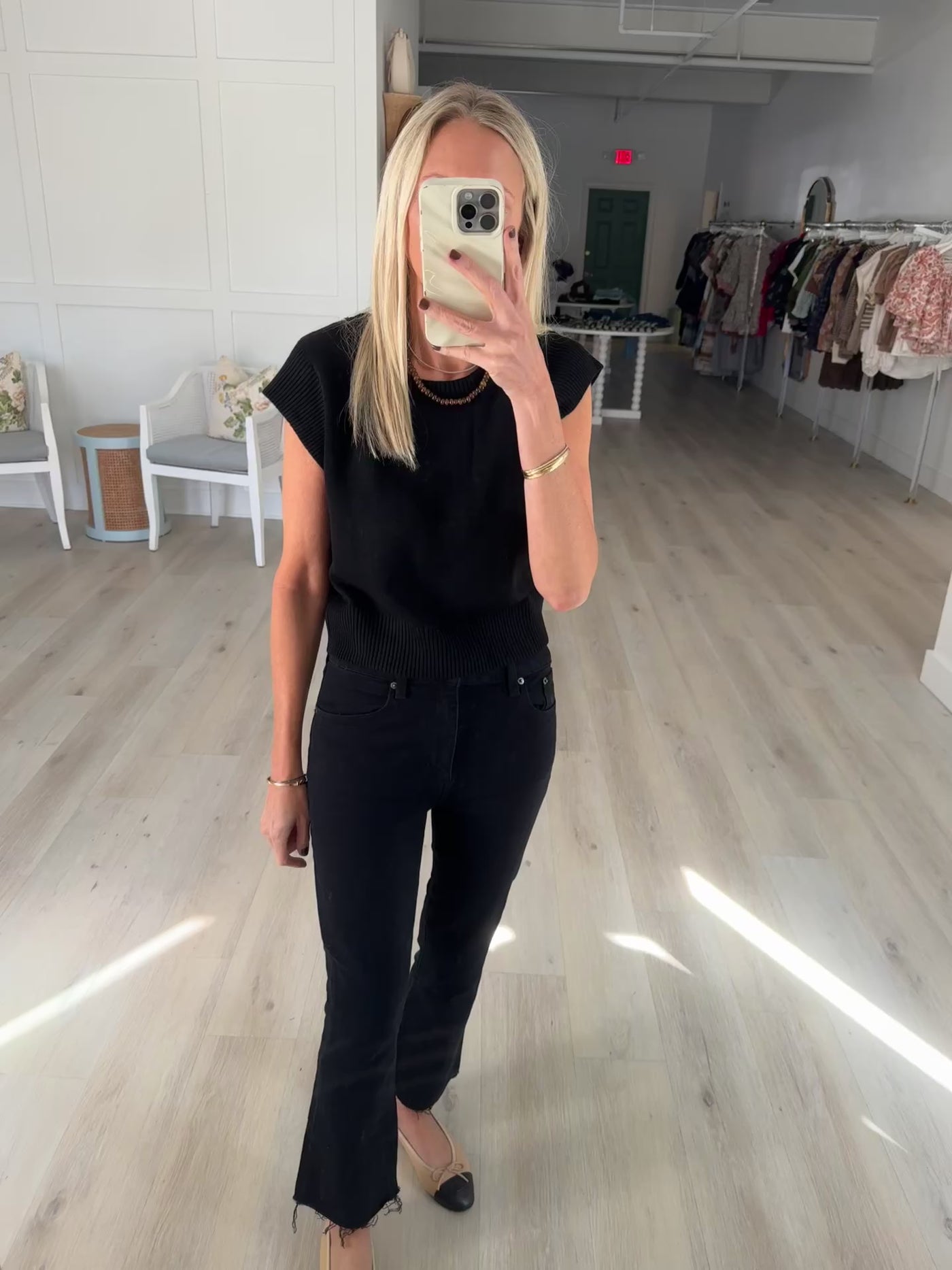 Black Cap Sleeve Lightweight Sweater