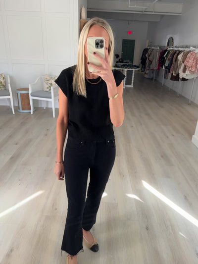 Black Cap Sleeve Lightweight Sweater