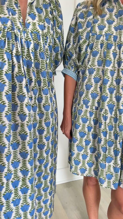 Blakely Dress in Blue Green Floral