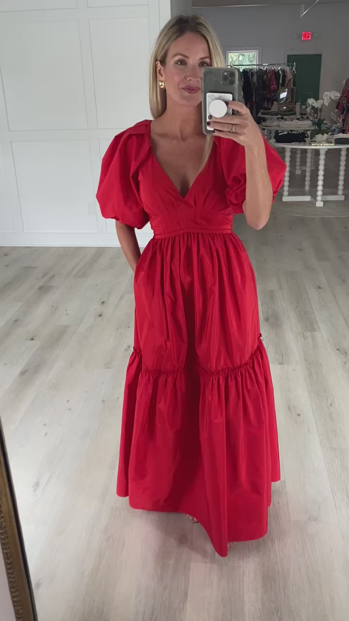 Sylvie Dress in Scarlet by Hunter Bell